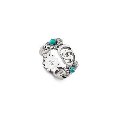 gucci ybc527394001|Gucci GG Marmont Sterling Silver Double G Turquoise Flower .